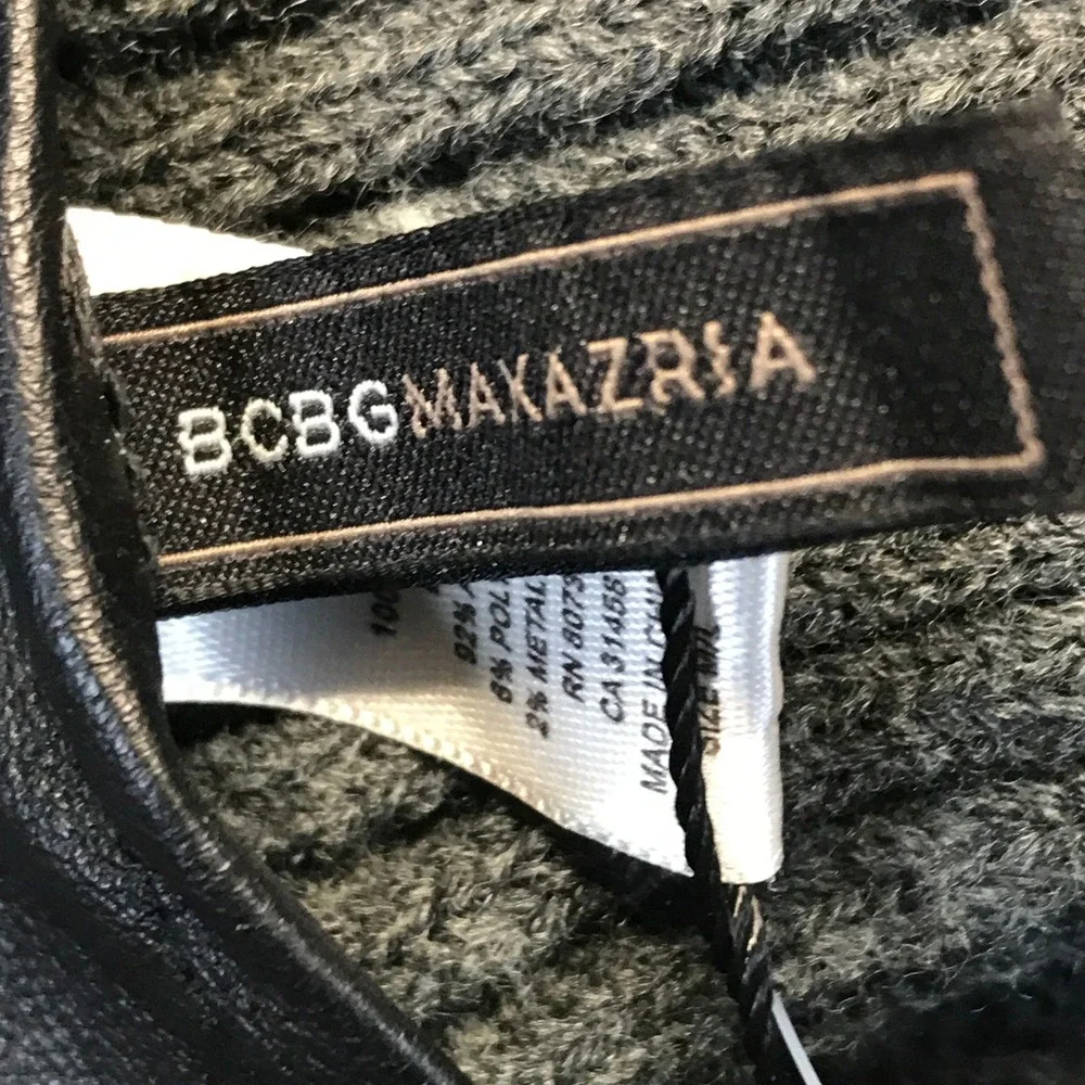 BCBGMAXAZRIA Gloves Womens M/L Charcoal NEW Leather Knit Touchscreen JZQMB510